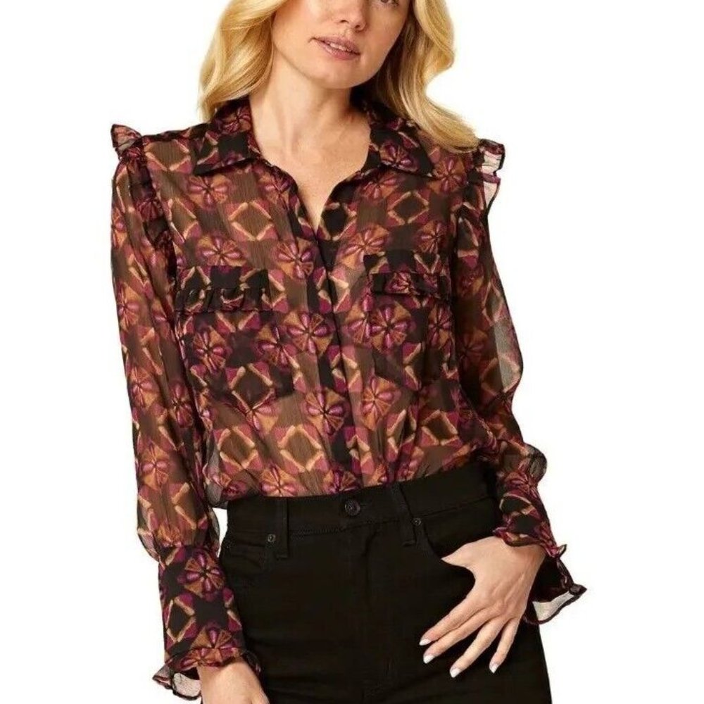 NWOT MISA Los Angeles Womens Anita Long Sleeve Top in Shibori Prism Size XS